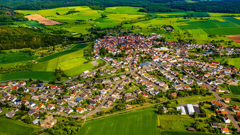 Dorf Villingen in Hessen aus der Luft Dorf Villingen in Hessen aus der Luft